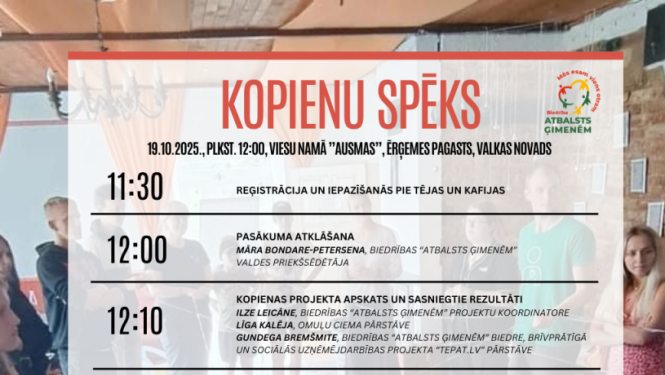 Afiša ar laikiem un aktivitātēm