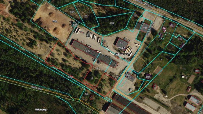 Kadastra karte ar iezīmētu nekustamā īpašuma teritoriju
