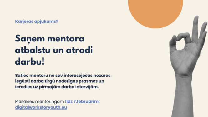 Tekkts uz gaiša fonu un cilvēka roka, kas ar prikstiem rāda "Labi"