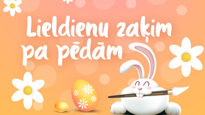 Krāsaina afiša ar lieldienu zaķi