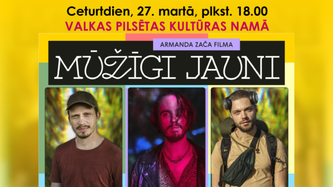 Krāsaina afiša ar sešiem cilvēku portretiem