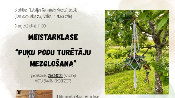 Meistarklases plakāts ar datumu un laiku