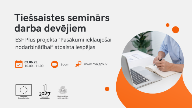 Baneris ar semināra nosaukumu, datumu un laiku