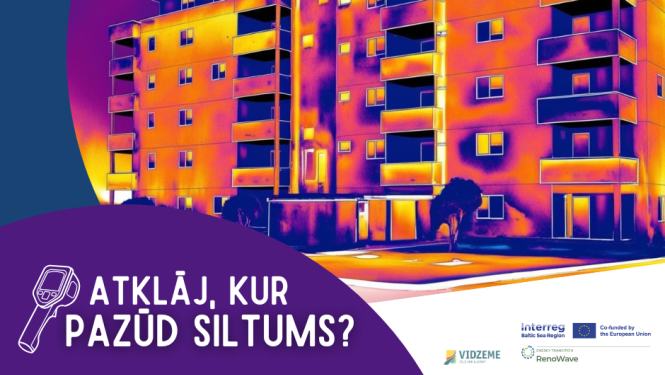 Ar termokameru uzņemts daudzdzīvokļu ēkas attēls