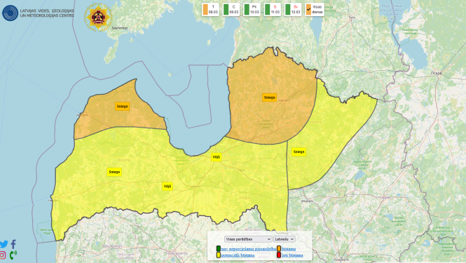 Izsudināts oranžais brīdinājums – valsts ziemeļos gaidāms ļoti stiprs sniegs, putenis