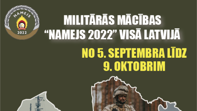 Latvijā notiks militāro mācību “Namejs 2022” rudens posms