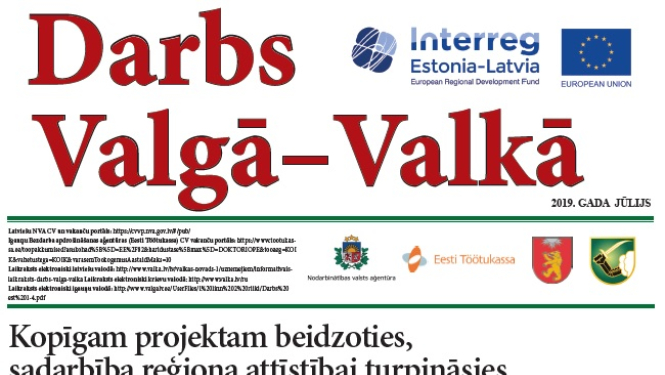 Iznācis astotais informatīvais laikraksts “Darbs Valgā – Valkā”