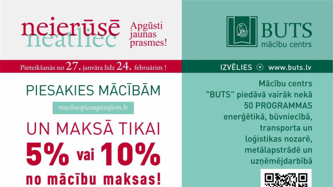 Mācību centrs "BUTS" piedāvā mācības pieaugušajiem