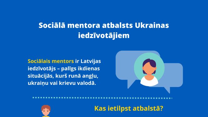 Sociālā mentora atbalsts ikdienas situāciju risināšanā Ukrainas civiliedzīvotājiem pieejams visā Latvijā (LV/UA/RU)