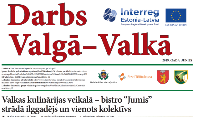 Iznācis septītais informatīvais laikraksts “Darbs Valgā – Valkā”