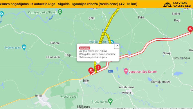 Karte ar satiksmes izmaiņām