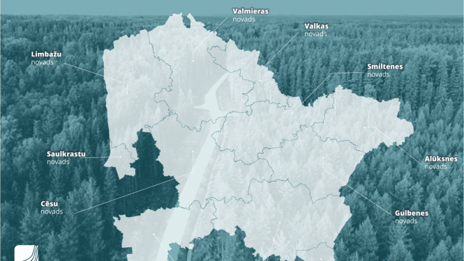 Vidzemes karte ar novadiem