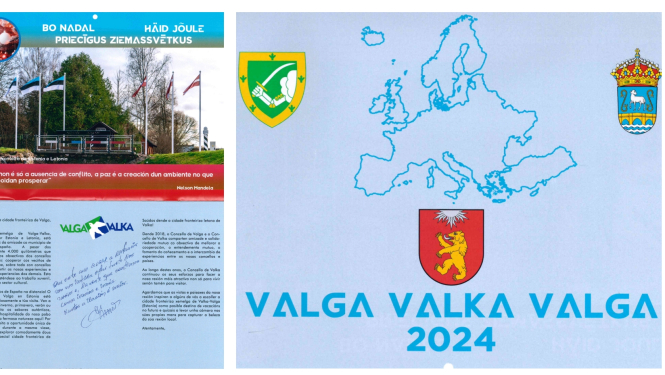 Valgas-Valkas-Valgas kalendāra titullapa un ievadvārdi no pašvaldību vadītājiem