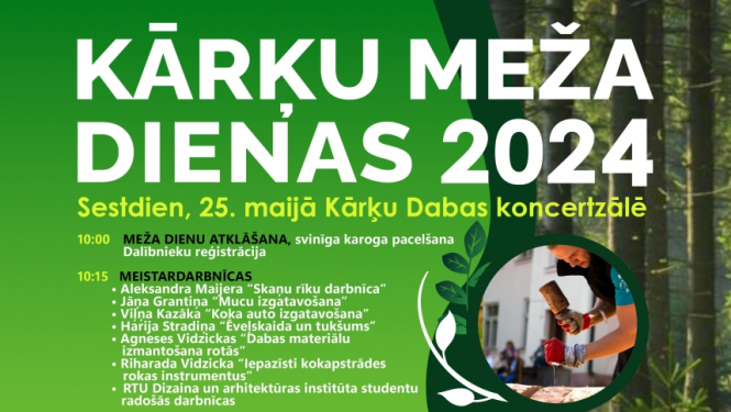 Zaļa afiša ar mežu