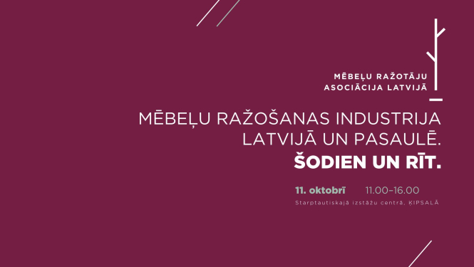 Baneris purpura krāsā ar konferences nosaukumu