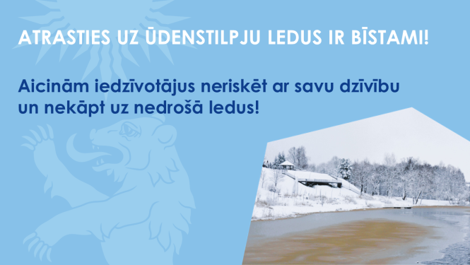 Zils baneris un bilde ar izkusušu ledu