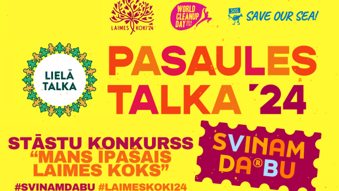 Dzeltens baneris ar tekstu