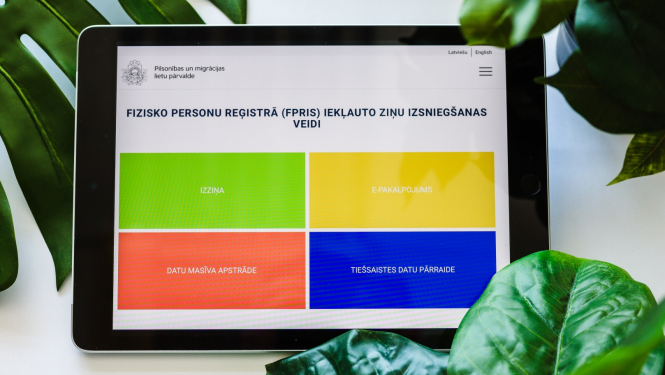 Planšete ar Fizisko personu reģistra e-rīku
