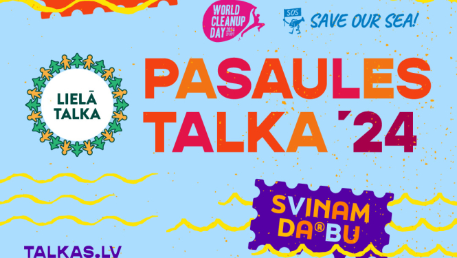 Zils baneris ar tekstu