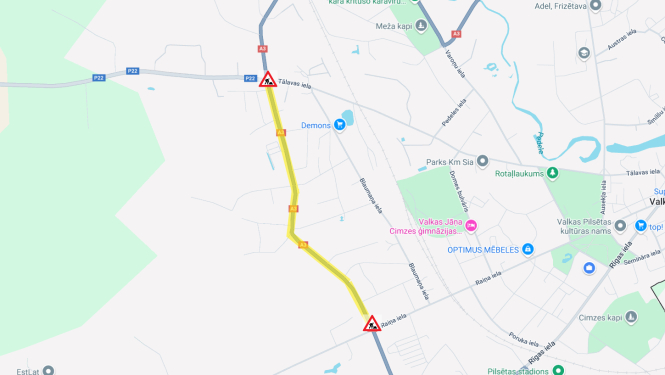 Karte ar iezīmētu ceļu