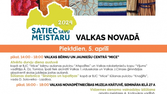 Afiša ar notikumiem un Latvijas kontūru