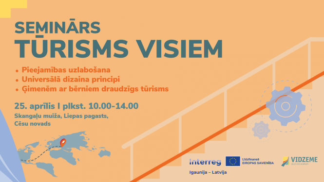 Oranžs baneris ar kāpnēm