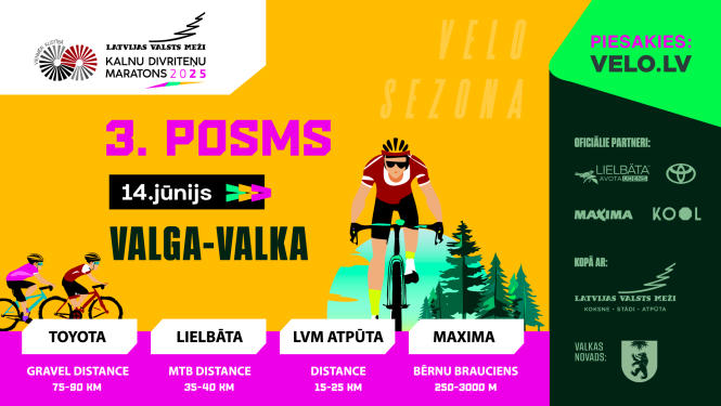 Krāsains baneris ar riteņbraucēju