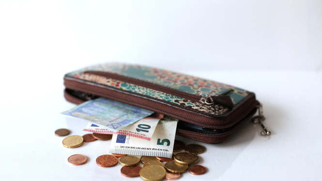 Maks ar eiro banknotēm un monētām