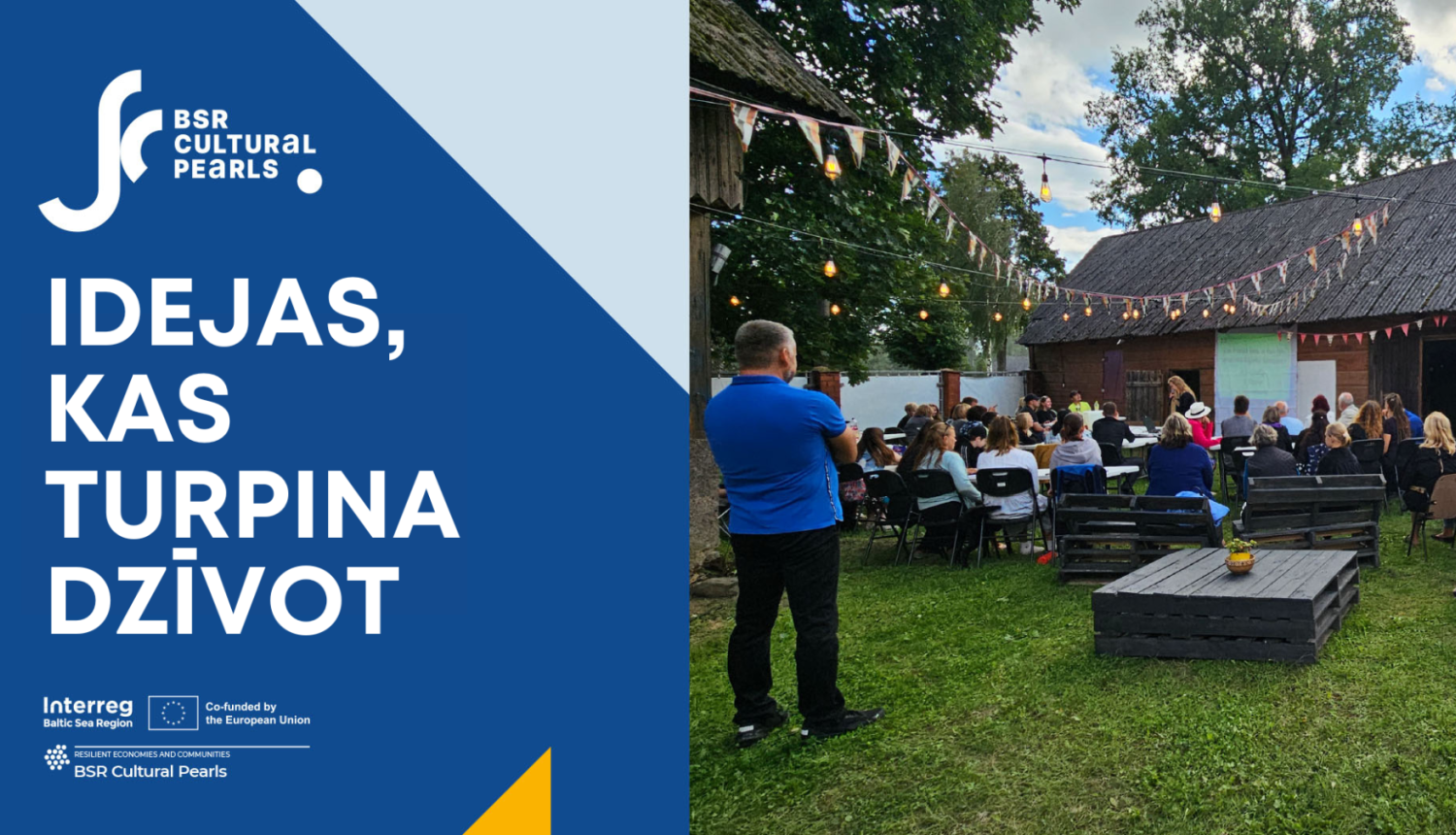 Zils baneris ar fotogrāfiju