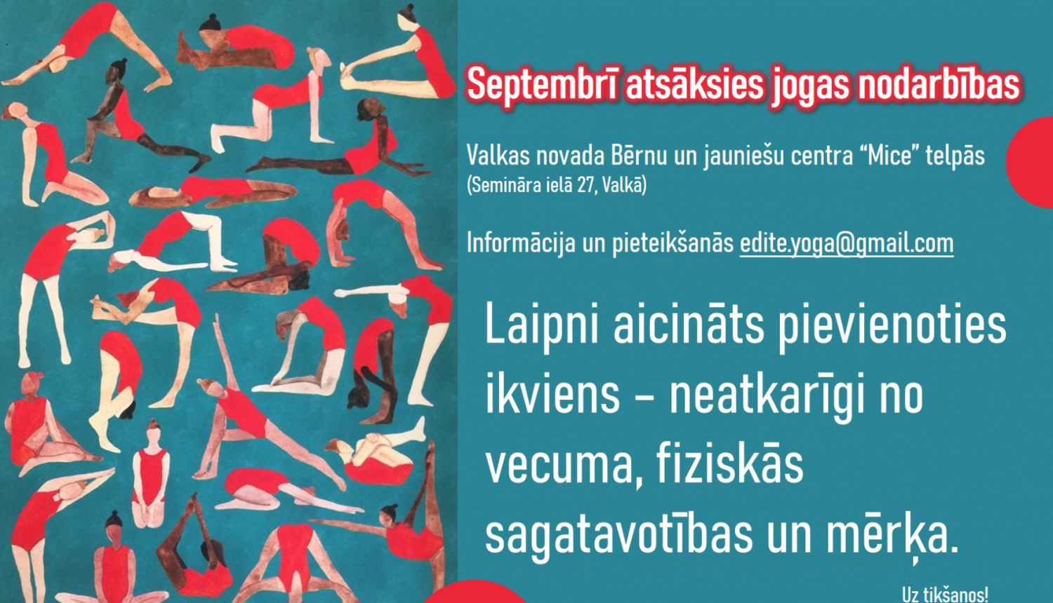 Jogas nodarbību afiša