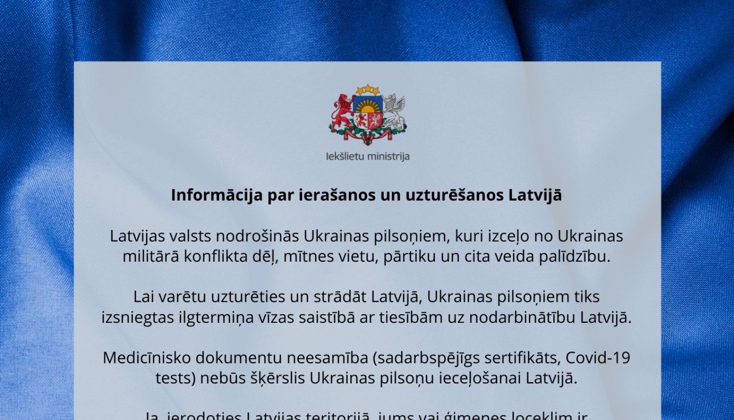 Informācija par ierašanos un uzturēšanos Latvijā