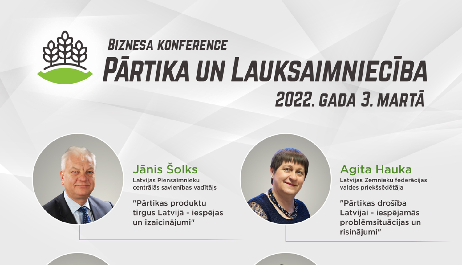 Aicina uzņēmējus piedalīties biznesa konferencē " Pārtika un lauksaimniecība 2022"