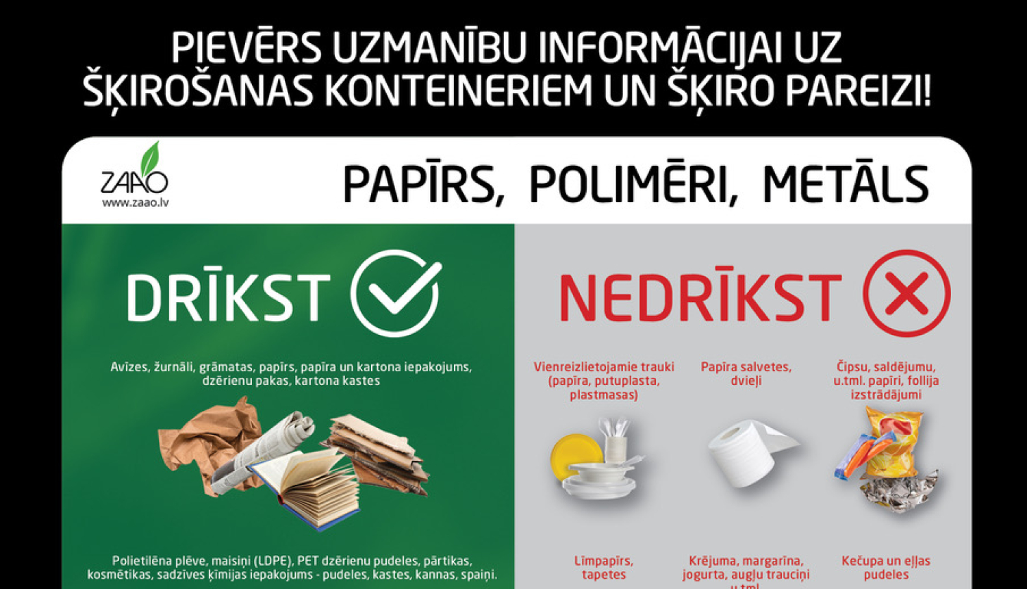 Atgādinājums par šķirošanas iespējām Valkas novadā