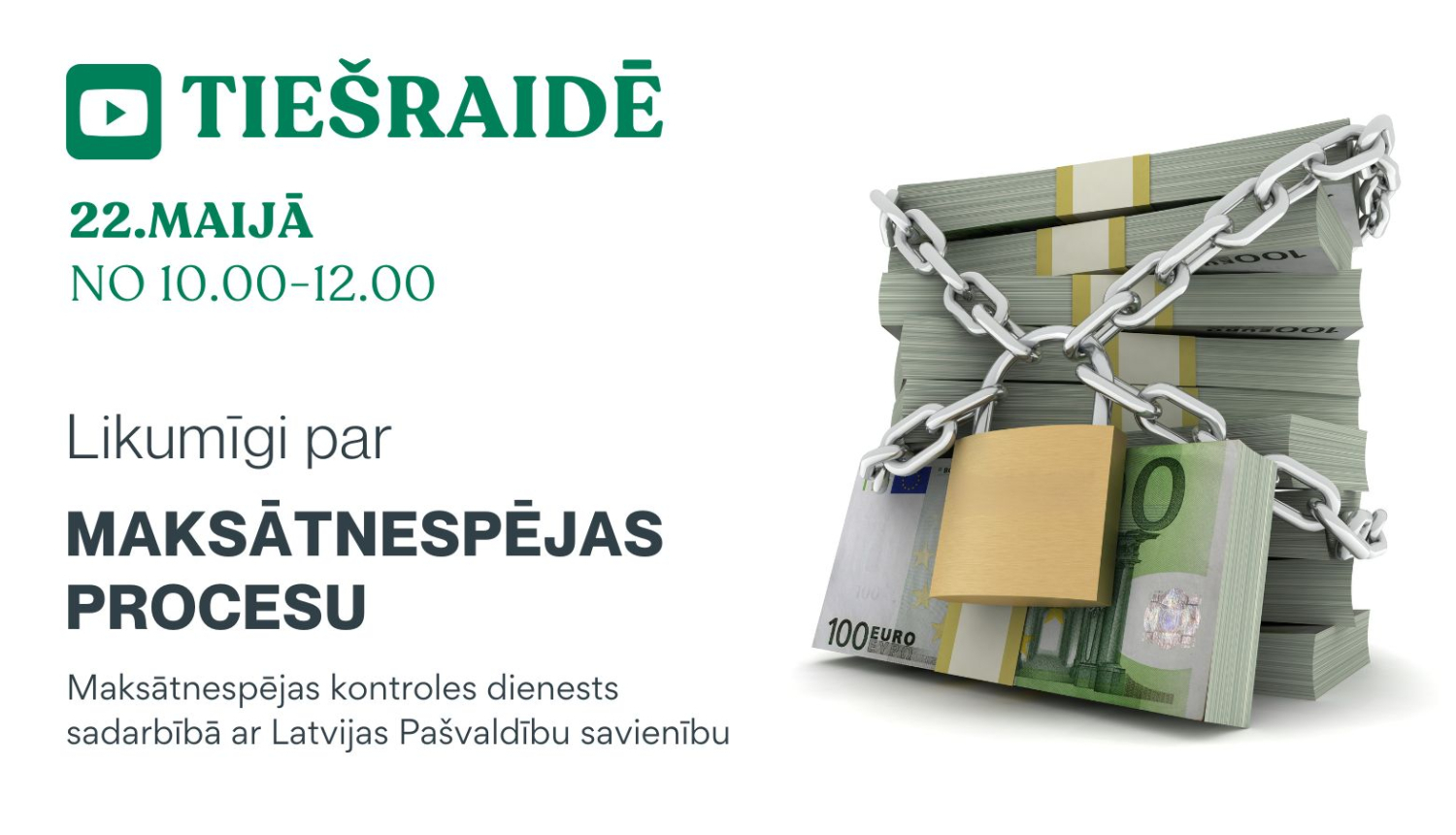 Attēls ar naudu, kas aplikta ar ķēdi un slēdzeni