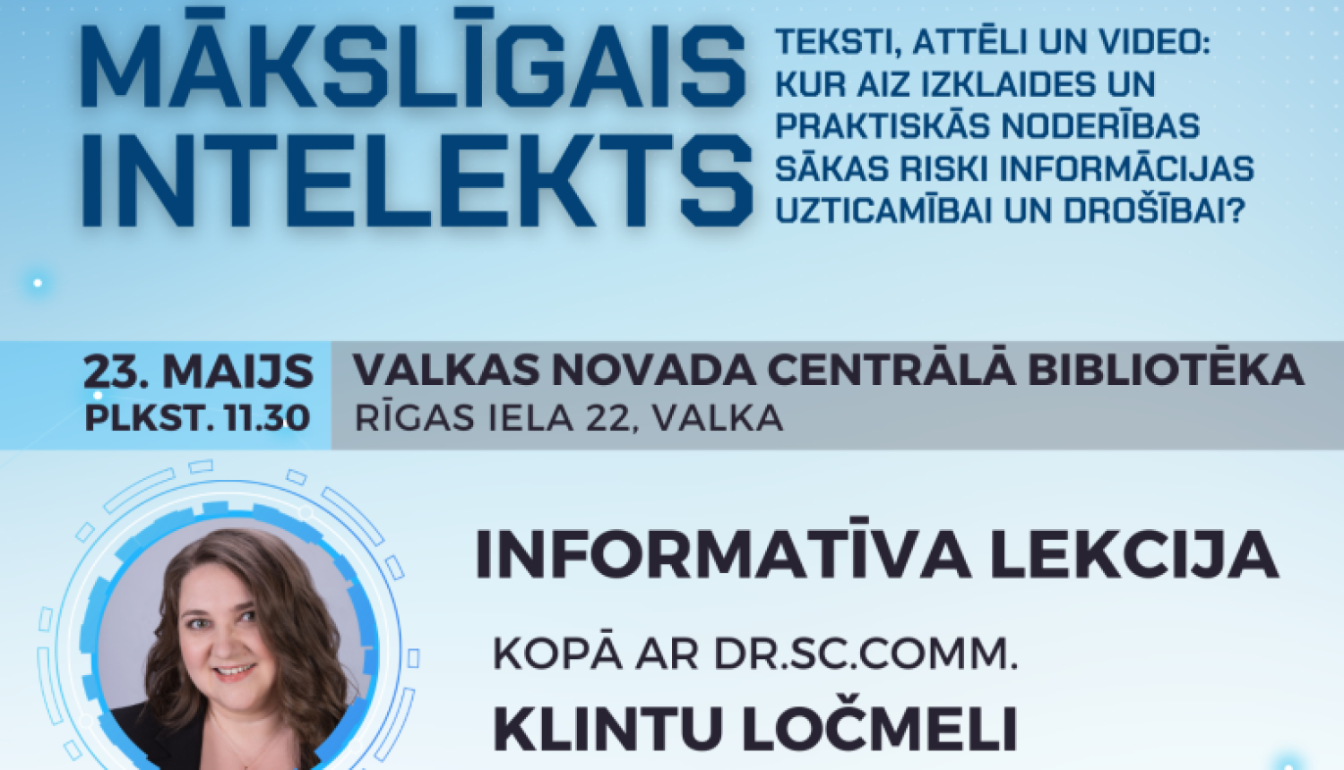 Afiša ar datumu un laiku, lekcijas tēmām