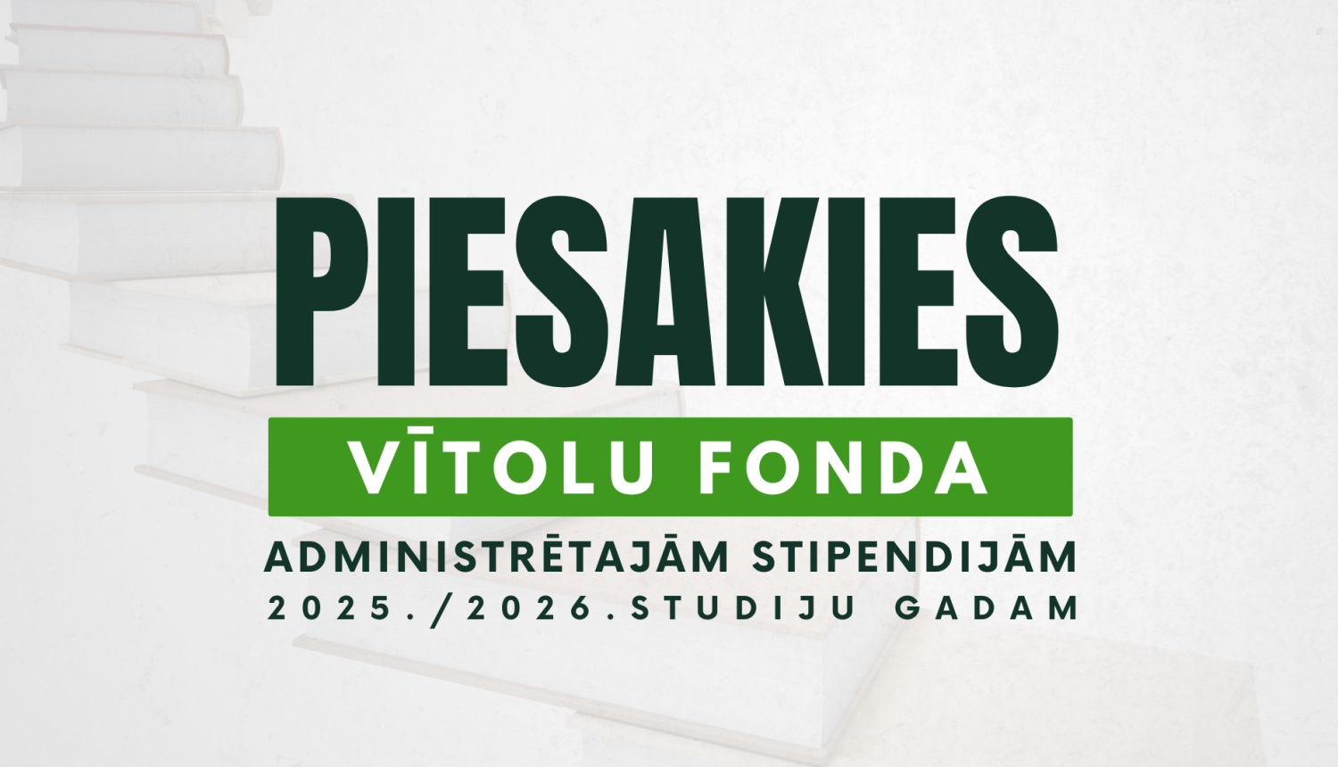Zaļs teksts uz balta fona "PIESAKIES"