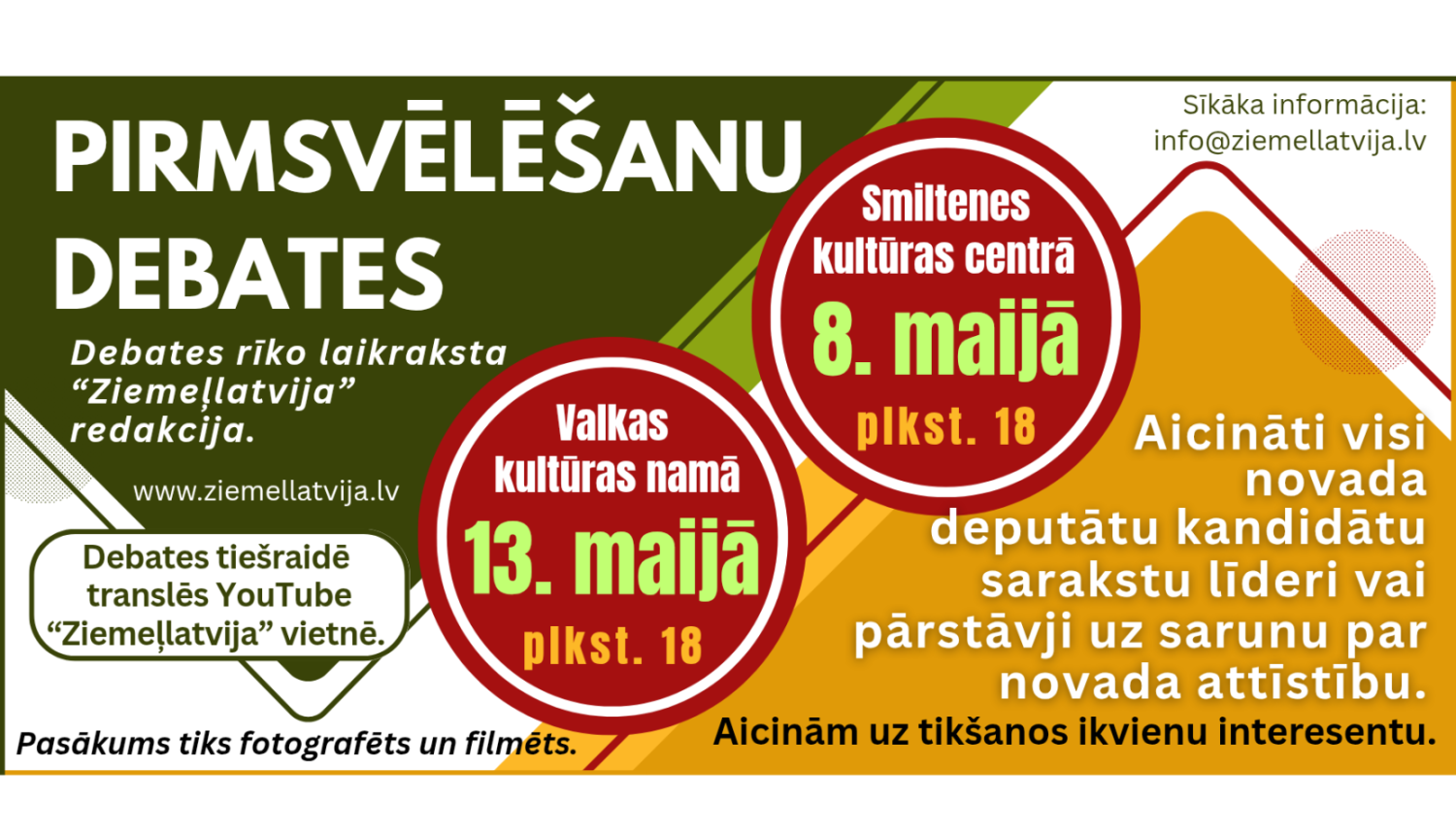 Baneris ar informāciju par debatēm