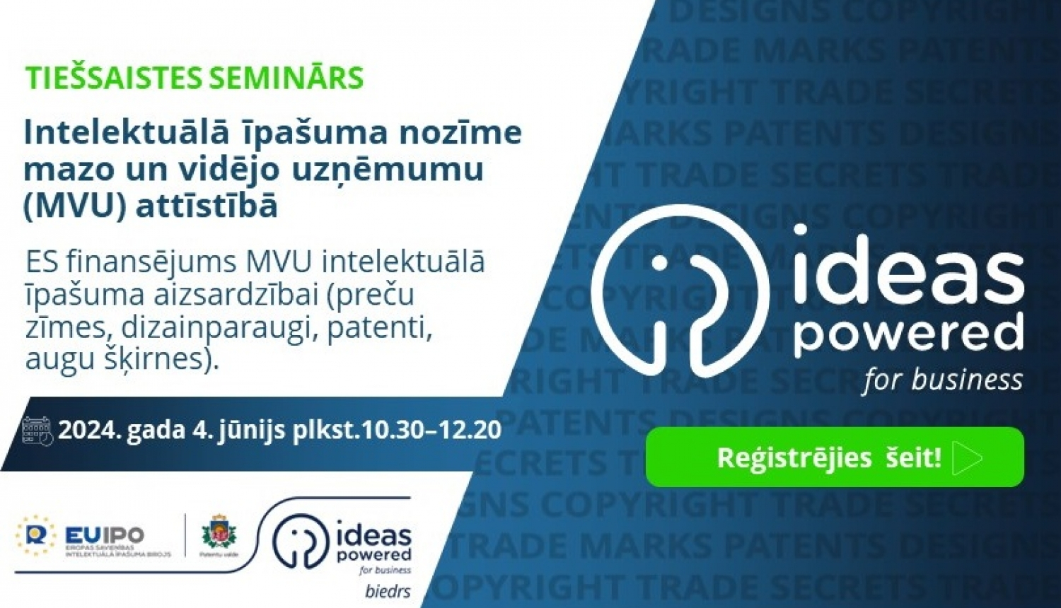 Zils un balts baneris ar tekstu