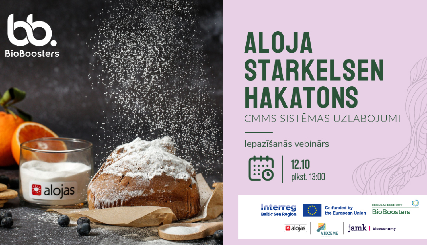 Vebināra afiša ar projekta logo