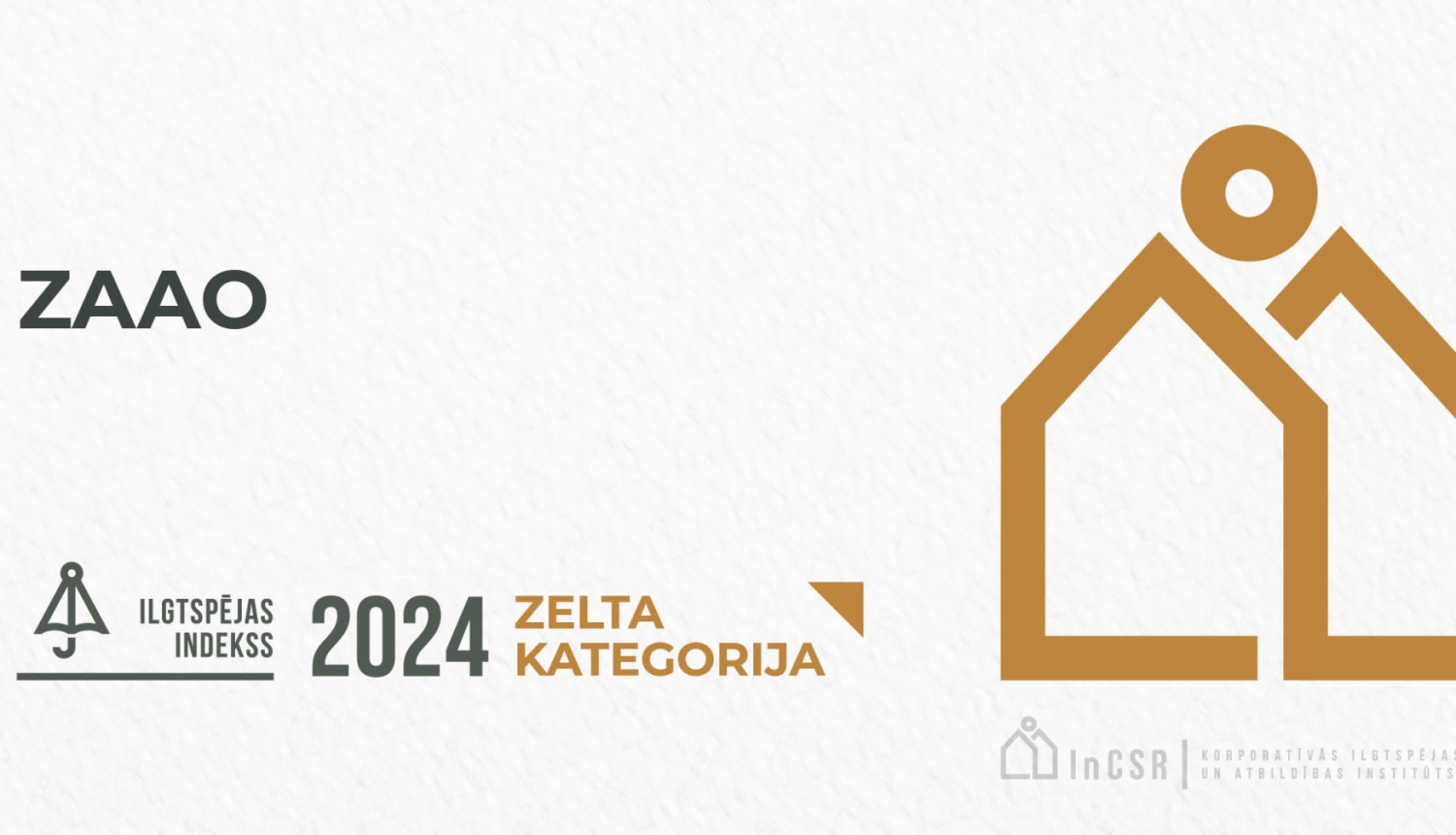 Baneris ar zeltainu māju siluetu