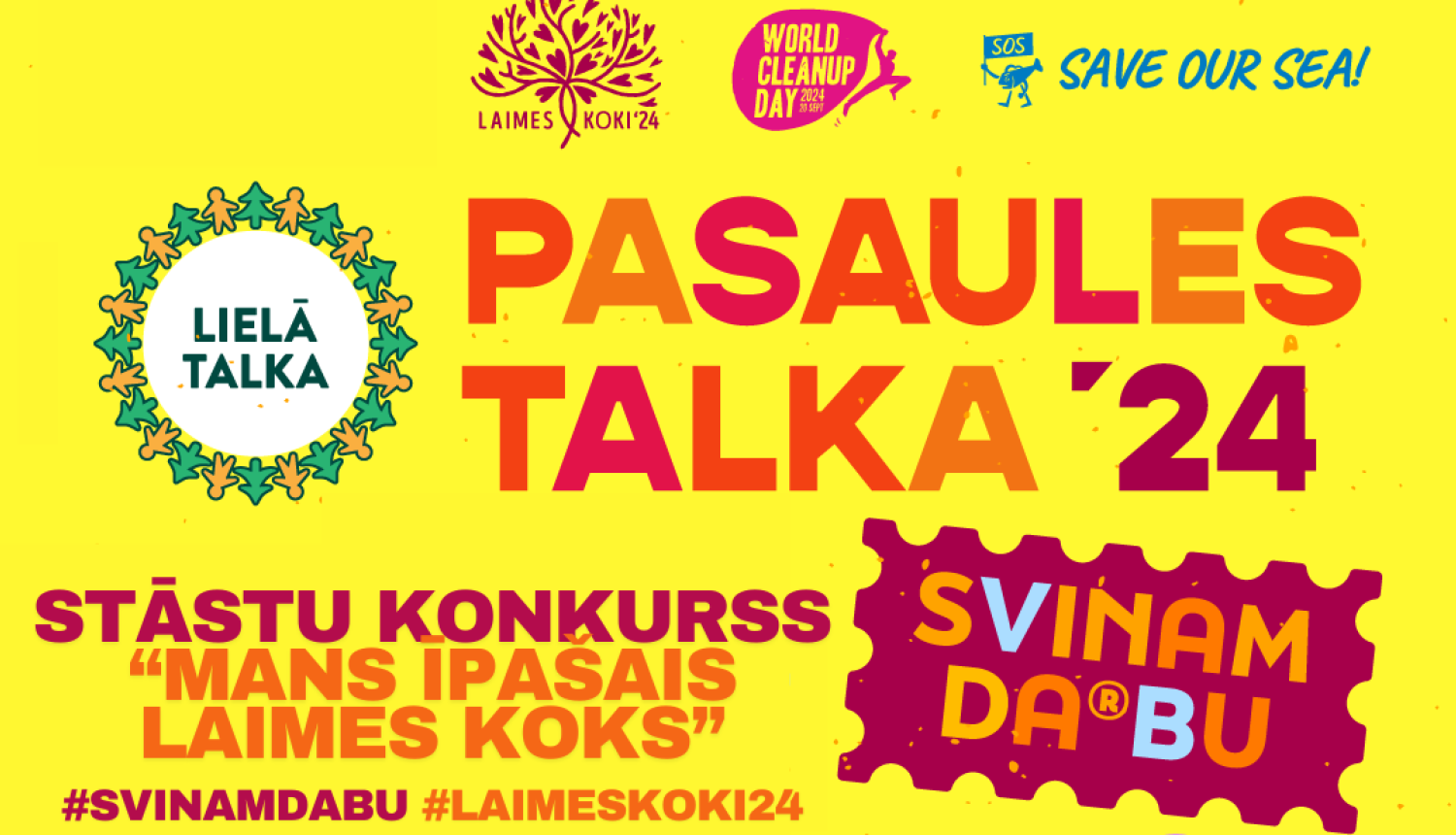 Dzeltens baneris ar tekstu