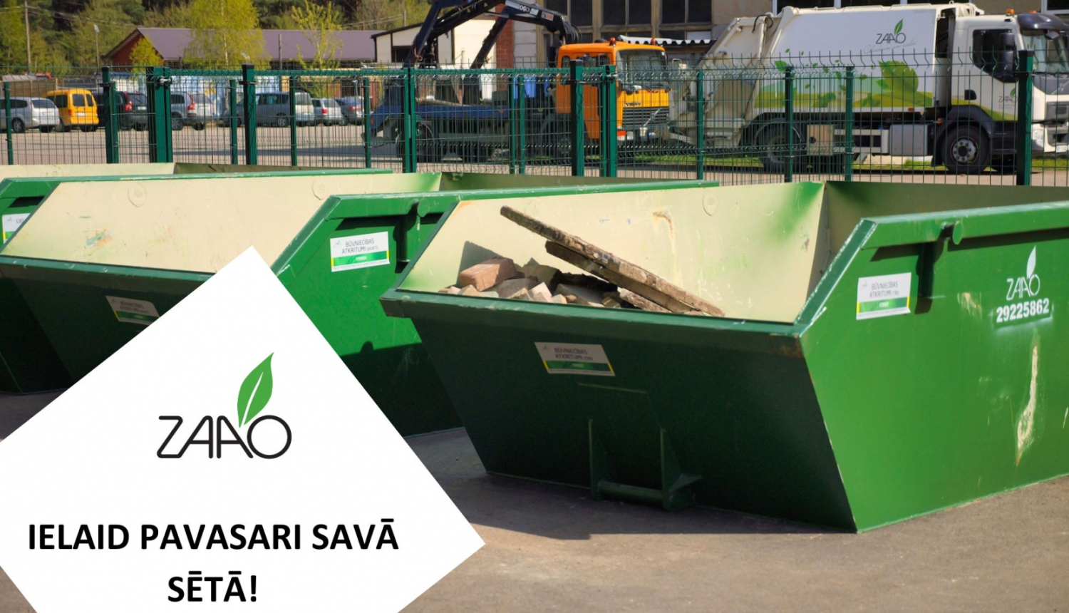 Zaļš konteineris būvniecības atkritumiem