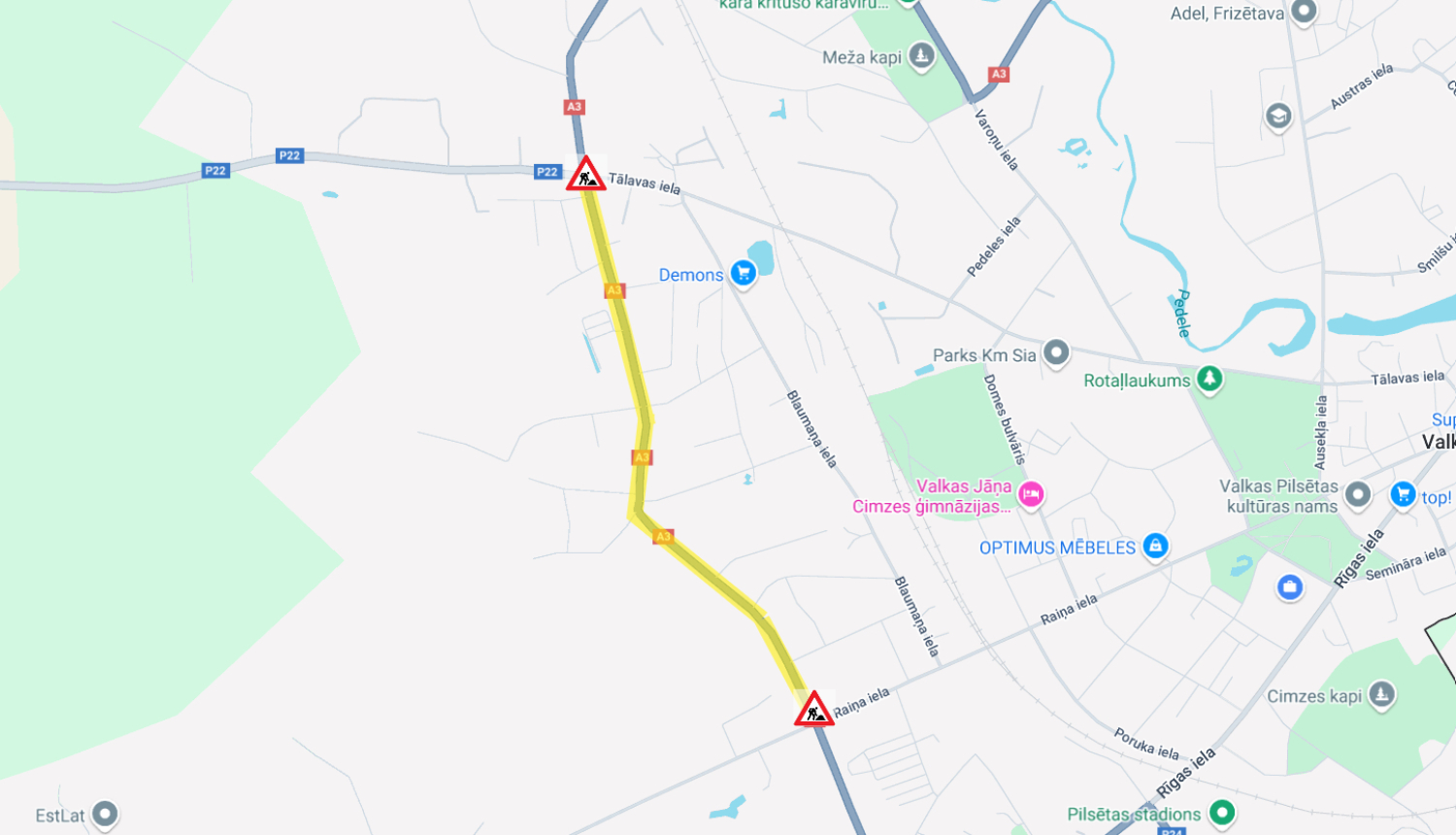 Karte ar iezīmētu ceļu