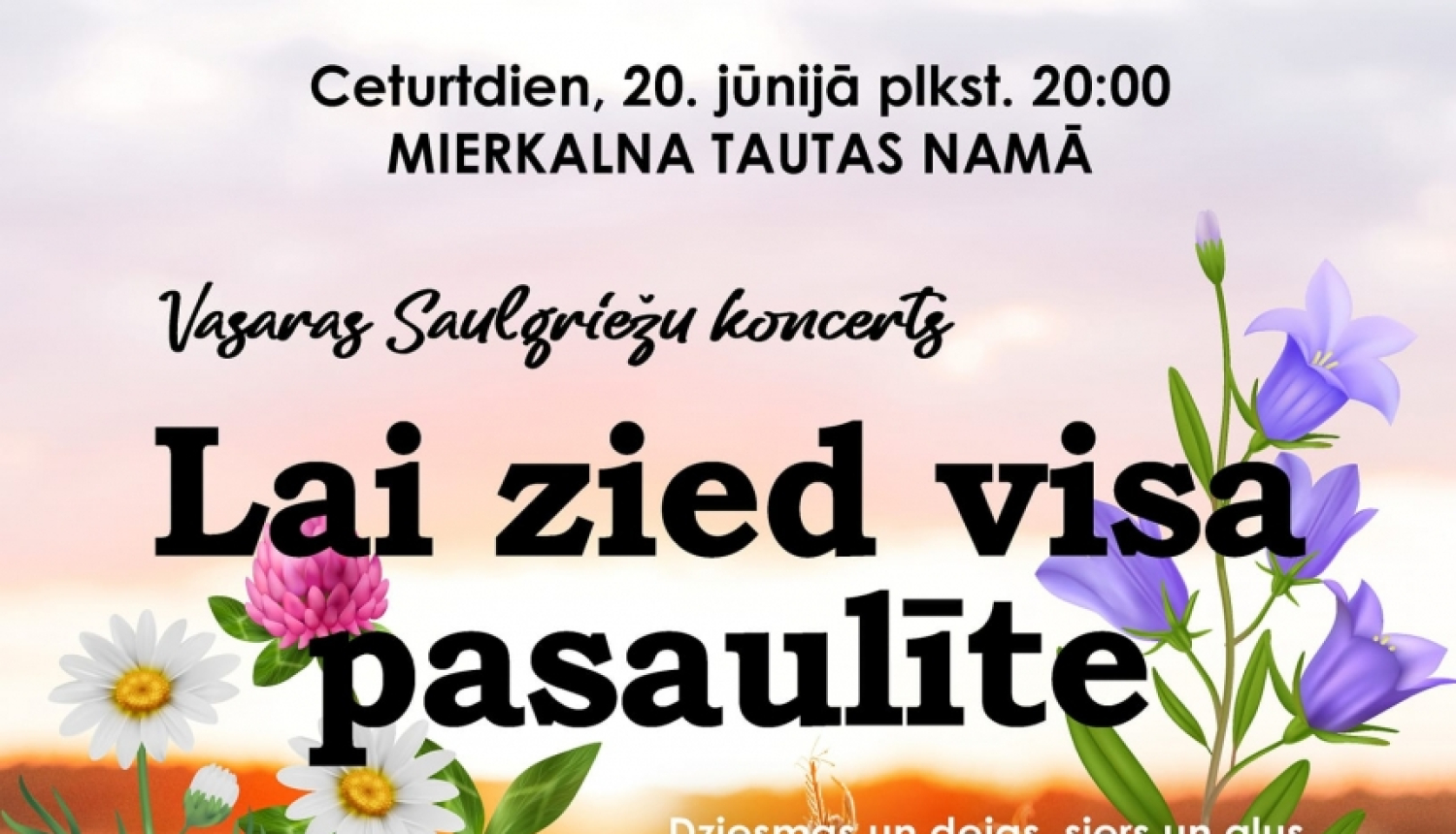 Puķu lauks saulrietā