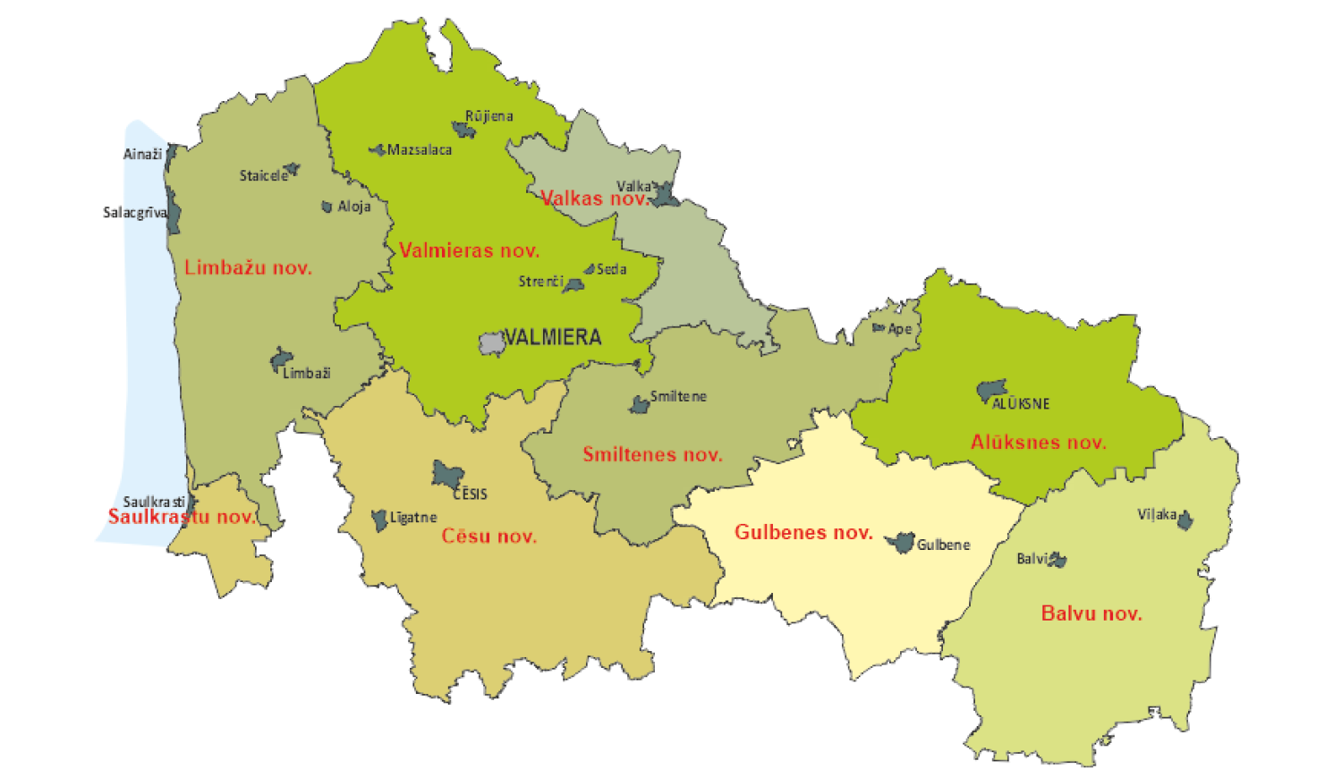 Vidzemes reģionālā atkritumu apsaimniekošanas plāna teritorija