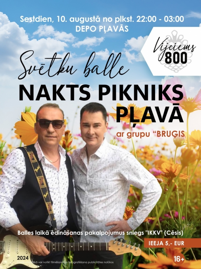 Divi smaidoši vīrieši ar ģitārām pie pļavas fona