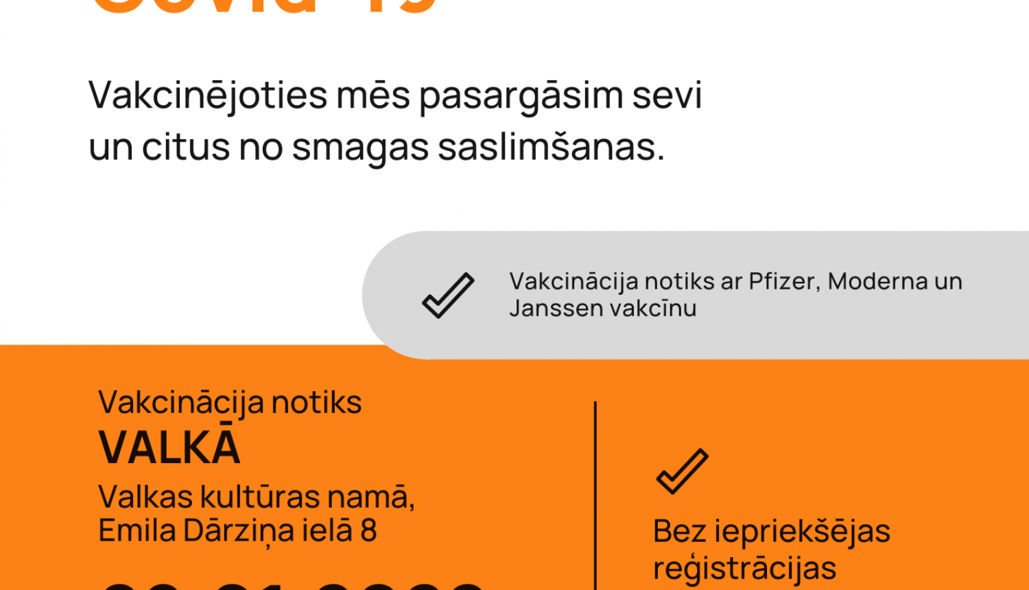 28. janvārī Valkā būs iespēja vakcinēties pret Covid-19