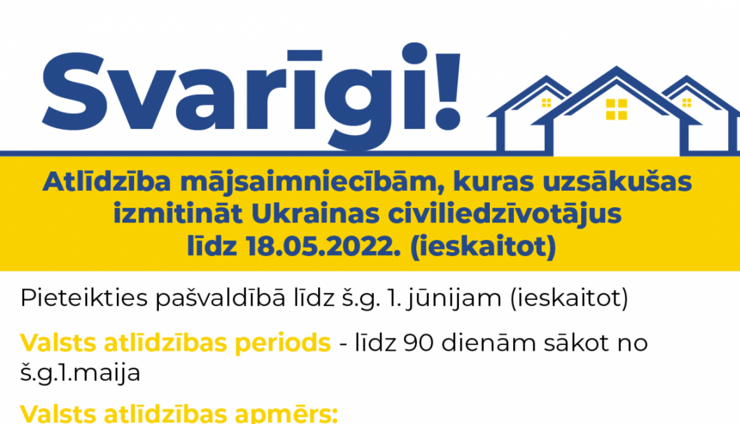 Atbalsts Ukrainas civiliedzīvotāju izmitināšanai un ēdināšanai