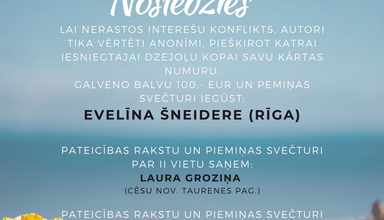 Noslēdzies dzejnieces Velgas Kriles vārdam veltītais dzejas autoru-iesācēju konkurss