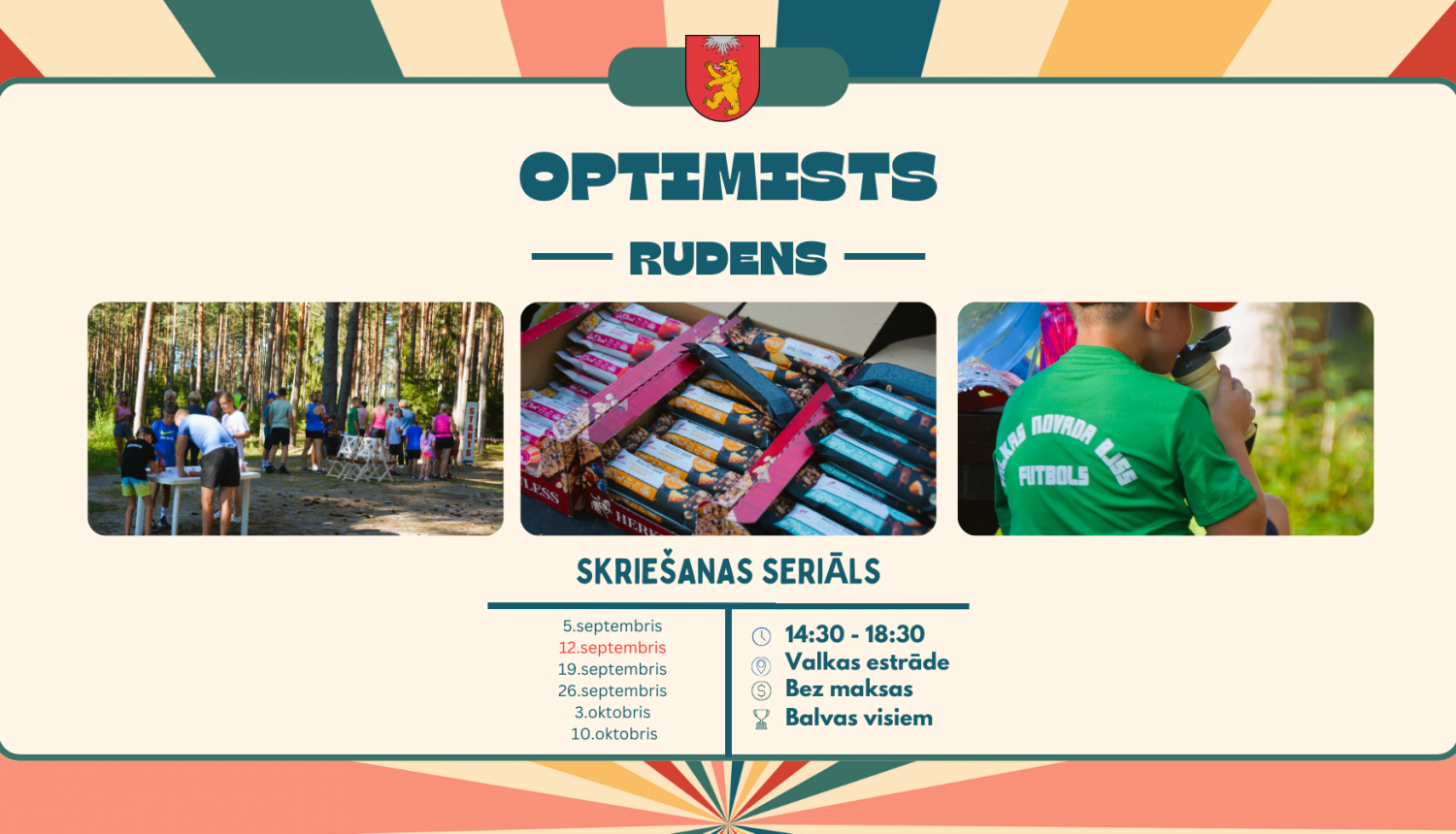 Krāsaina afiša ar bildēm no skriešanas mežā